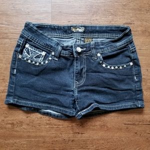 Studded jean shorts